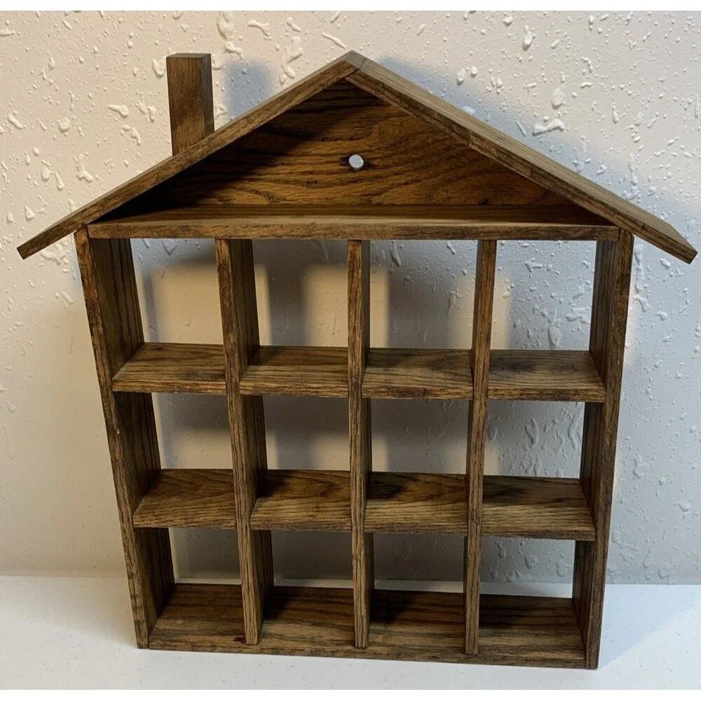 Vtg Wooden Display Shelf Wall Curio Country Cottage Knick Knack Collectibles